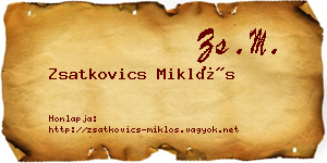 Zsatkovics Miklós névjegykártya